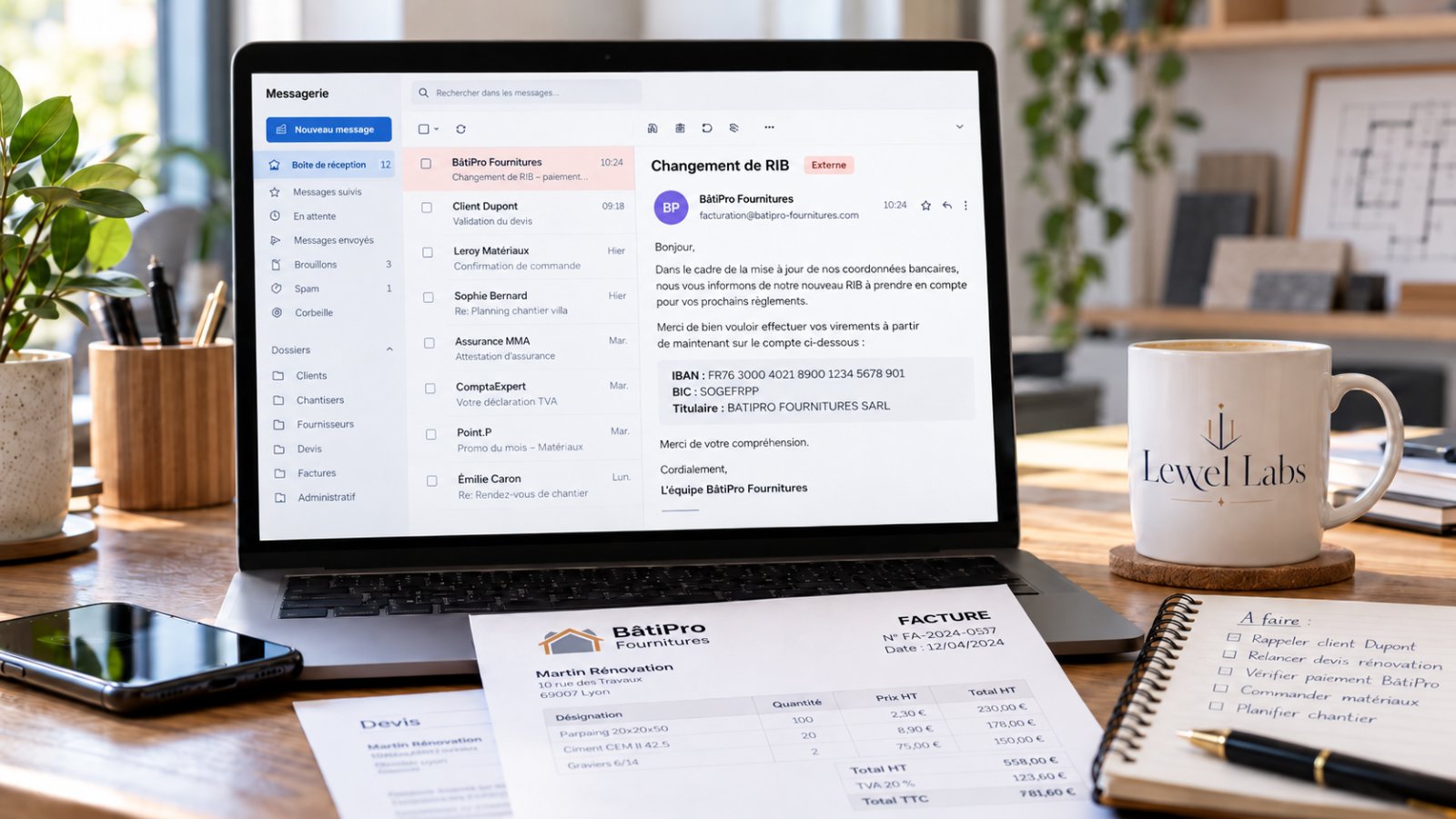 Un piratage de ta boite email peut faire envoyer des faux emails à tes clients